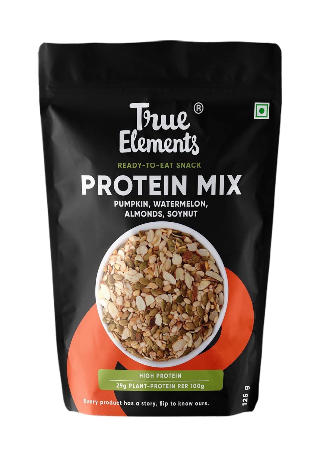 True Elements Protein Mix Seeds, Pumpkin Seeds, Watermelon Seeds, Almonds And Soyanuts, Plant Protein Snacks, Diet Snack, 125G