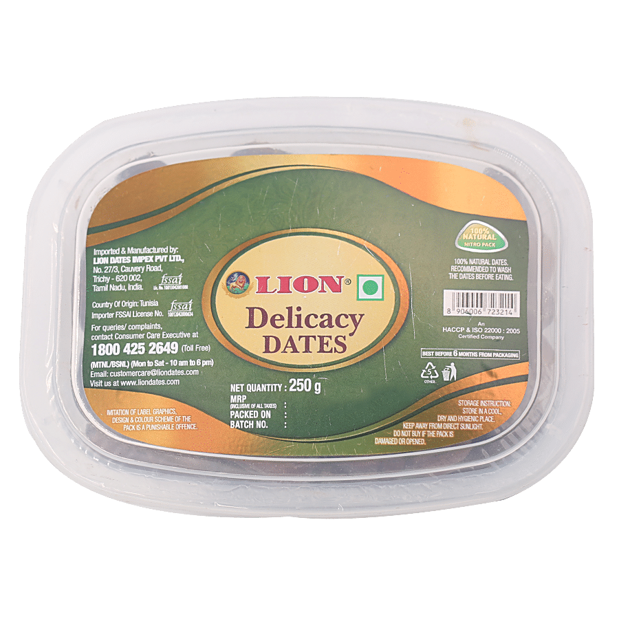Lion Dates/Kharjura, Delicacy, 250 G Plastic Box