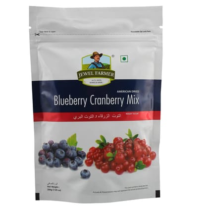 Jewel Farmer Blueberry Cranberry Mix Anti, Oxidant Enriched Whole Dried Berries Resealable Zip Lock, 200G