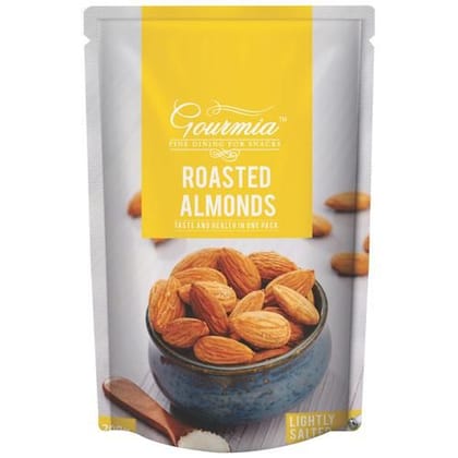 Gourmia Almonds, Roasted, California, Lightly Salted, 200 G