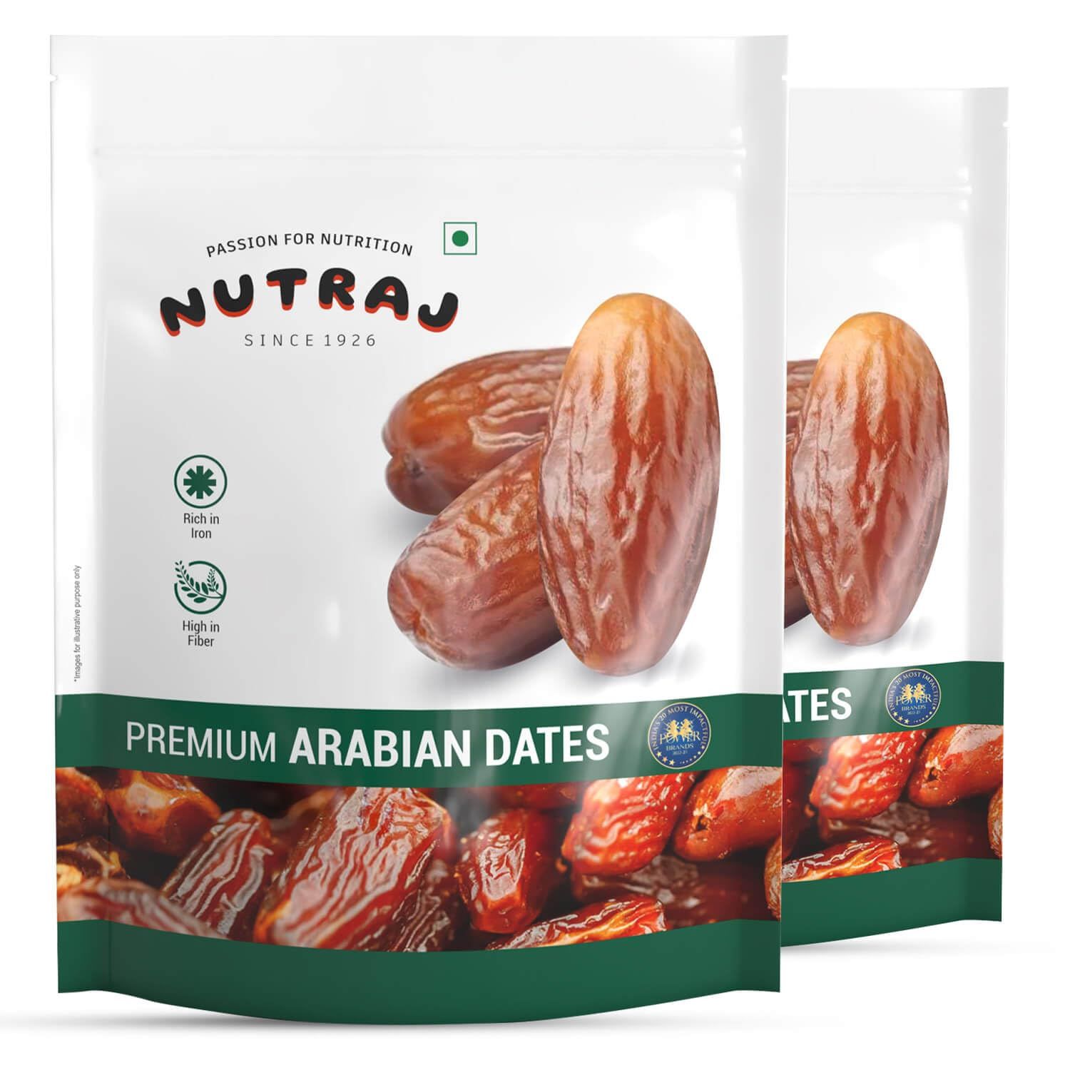 Nutraj Premium Gold Arabian Dates, 1Kg (500G X 2), Khajur, Khajoor, No Preservatives, No Added Sugar, Dried Fruits, Rich In Iron, Fibre & Vitamins