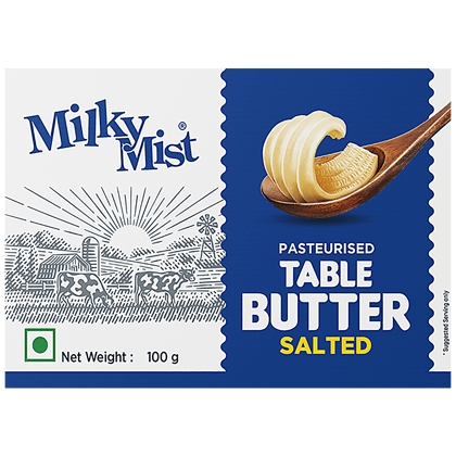 Milky Mist Table Butter, Salted, Pasteurised, Rich, Creamy, 100 G