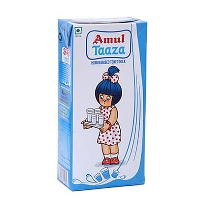 Amul Taaza Homogenised Toned Milk, 200 Ml Carton