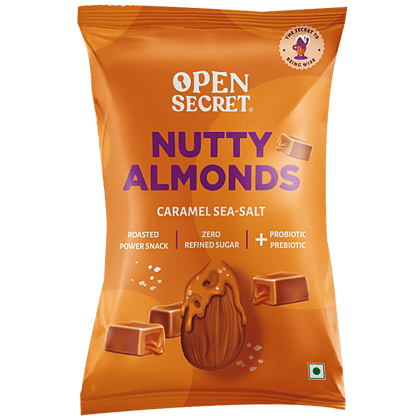 Open Secret Nutty Almonds, With Zero Refined Sugar, Caramel Sea Salt Flavour, 23 G