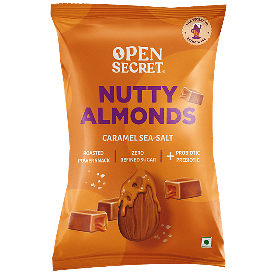 Open Secret Nutty Almonds, With Zero Refined Sugar, Caramel Sea Salt Flavour, 23 G