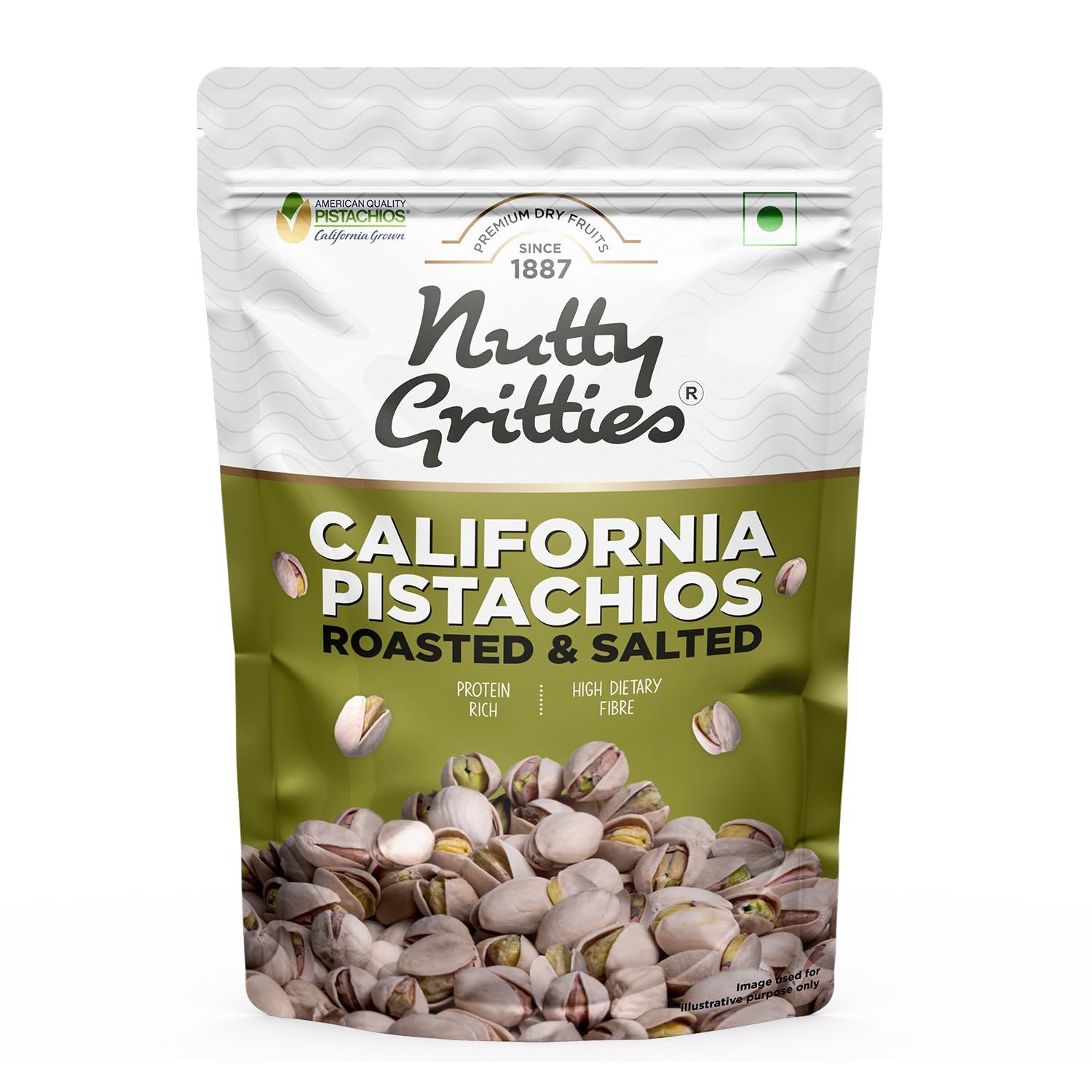 Nutty Gritties California Pistachios Roasted & Salted, 200G, Dry Fruits & Nuts, Vitamin & Minerals Rich, Healthy Snacks, Non Fried, Zero Oil, Crunchy