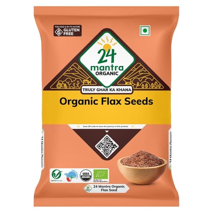 24 Mantra Organic Flax Seeds/Alsi/Avise Ginjalu, 100% Organic, Chemical Free & Pesticides Free, 200Gms (Pack Of 1)