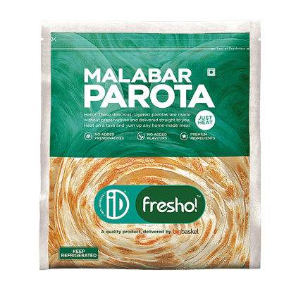 Id Fresho Malabar Parota/Paratha, No Added Preservatives, 400 G (5 Pcs)