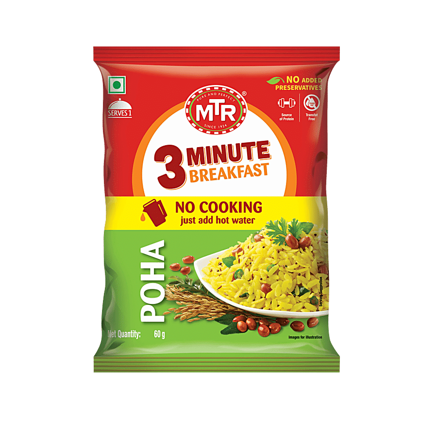 Mtr 3 Minute Breakfast, Poha, 60 G Pouch