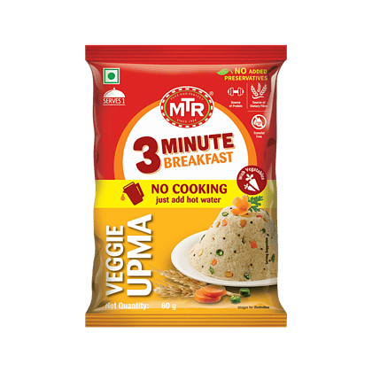 Mtr 3 Minute Breakfast Vegetable Upma, 60 G Pouch