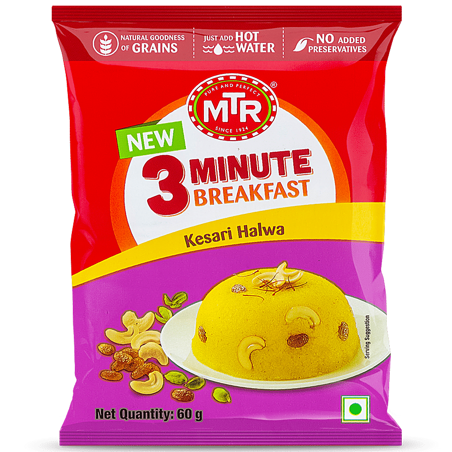 Mtr 3 Minute Breakfast Kesari Halwa, 60 G Pouch