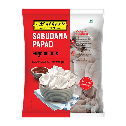 Mother's Recipe Papad, Sabudana With Rock Salt, Crispy & Flavourful, 70 G Pouch