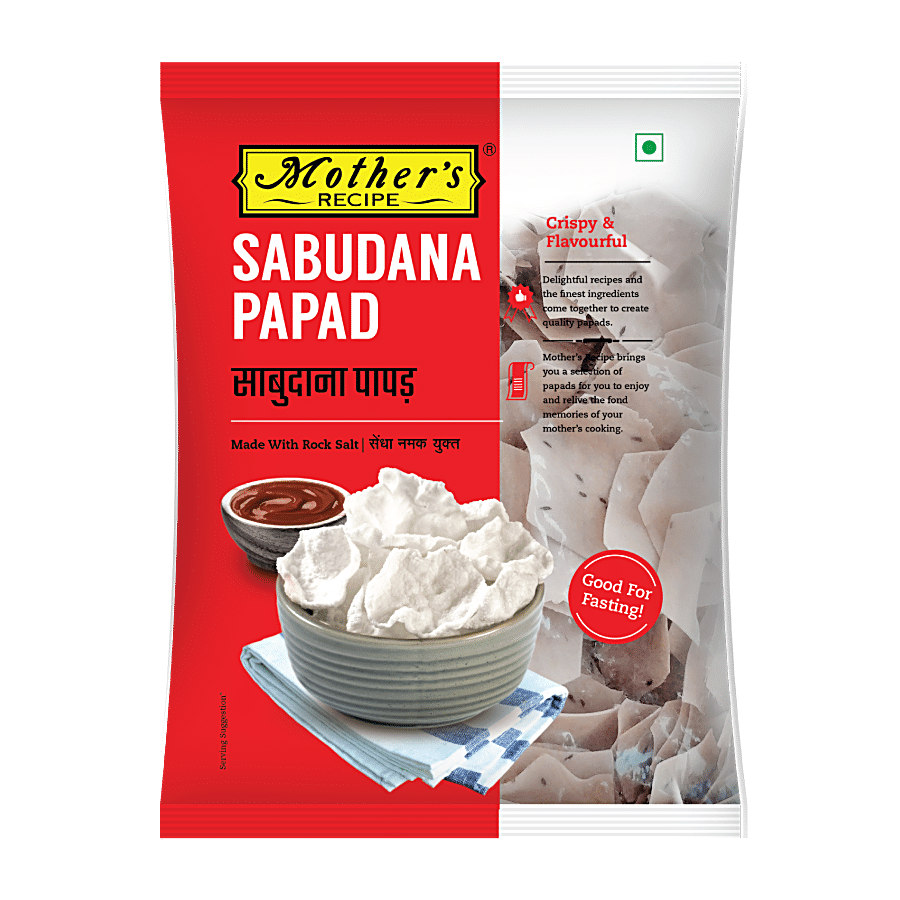 Mother's Recipe Papad, Sabudana With Rock Salt, Crispy & Flavourful, 70 G Pouch