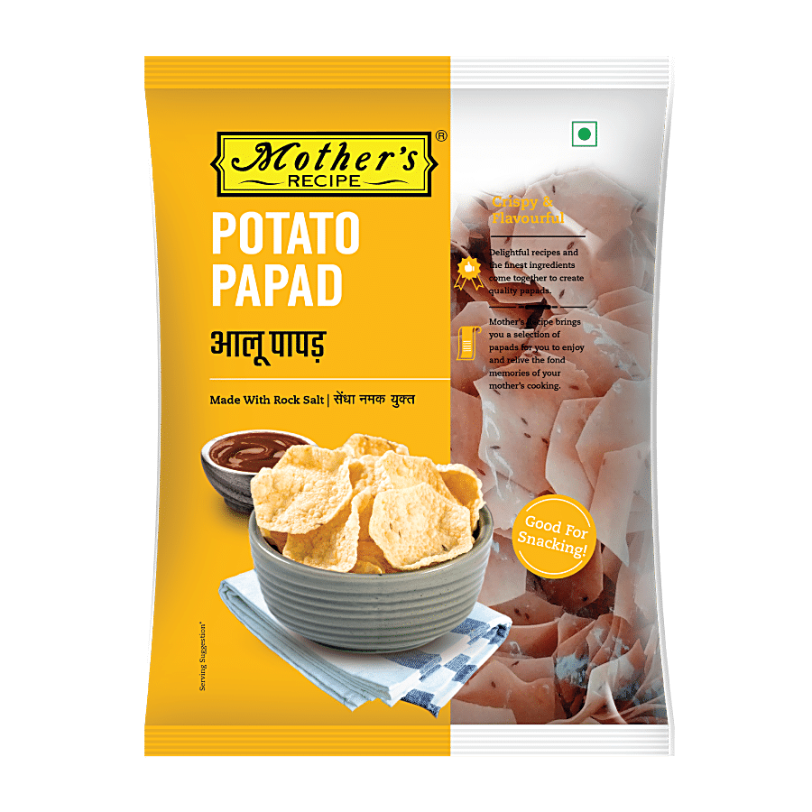 Mother's Recipe Papad, Potato With Rock Salt, Crispy & Flavourful, 70 G Pouch