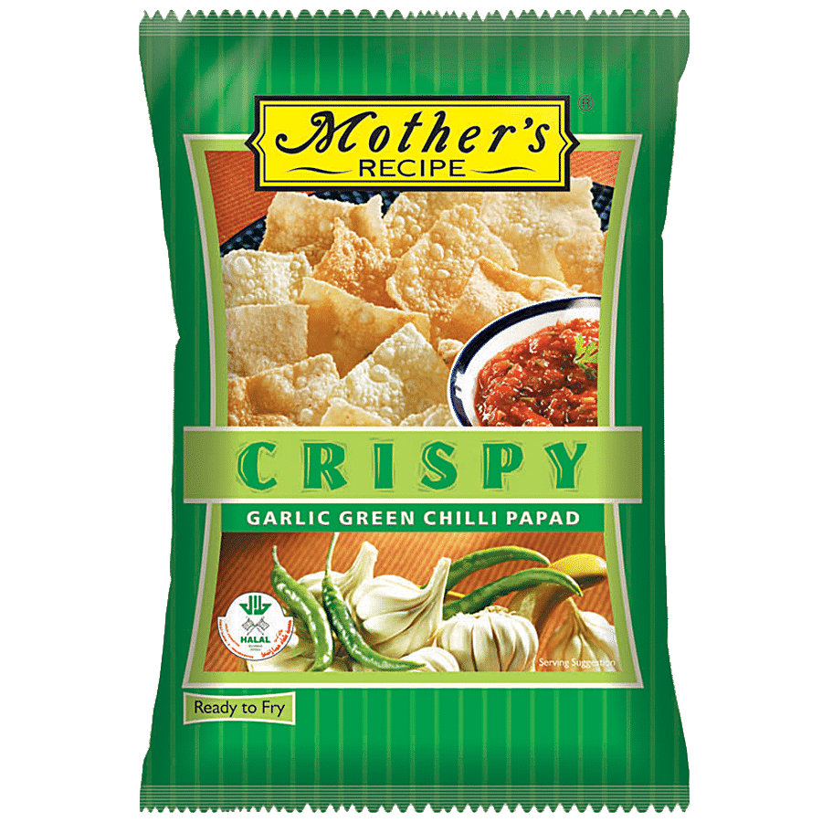 Mother's Recipe Crispy Garlic Green Chilli Papad, 100 G Pouch