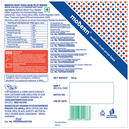 Modern Medium Crust Pizza Base, Fresh, 150 G