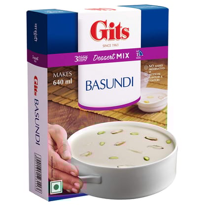 Gits Instant Basundi Dessert Mix, Pure Veg, Indian Sweet And Dessert Ready Mix, 125G