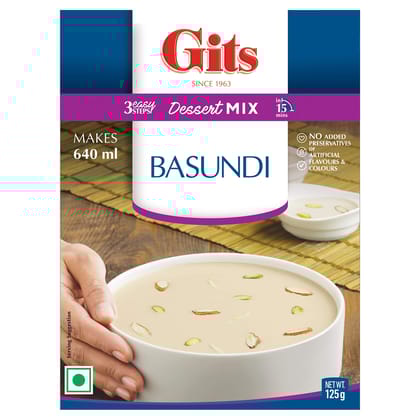 Gits Instant Basundi Dessert Mix, Pure Veg, Indian Sweet And Dessert Ready Mix, 125G