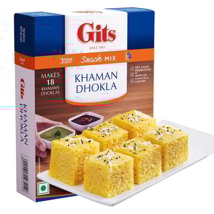 Gits Instant Khaman Dhokla Snack Mix, Makes 18 Per Pack, Pure Veg, Indian Snack Mix, 180G