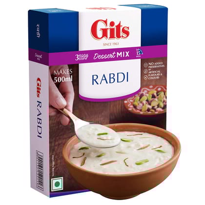 Gits Instant Rabdi Dessert Mix, Pure Veg, Flavors Of Saffron And Cardamom, Indian Sweet And Dessert Ready Mix, 100G