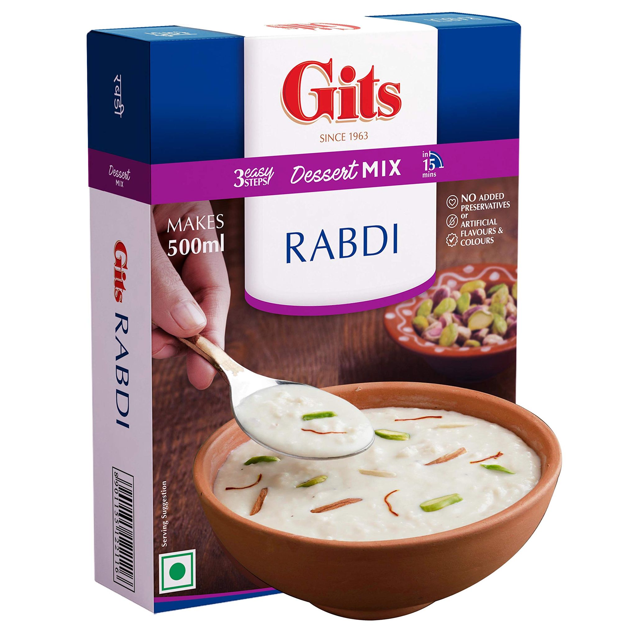 Gits Instant Rabdi Dessert Mix, Pure Veg, Flavors Of Saffron And Cardamom, Indian Sweet And Dessert Ready Mix, 100G