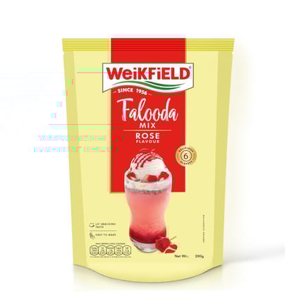 Weikfield Falooda Mix, Rose Mix, Rich, Smooth & Creamy Texture, Delicious & Refreshing Taste, Instant Falooda Mix, 200 G Pouch