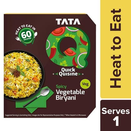 Tata Q Ready To Eat Veg Spicy Vegetable Biryani, High Quality Ingredients, No Added Preservatives, 330 G