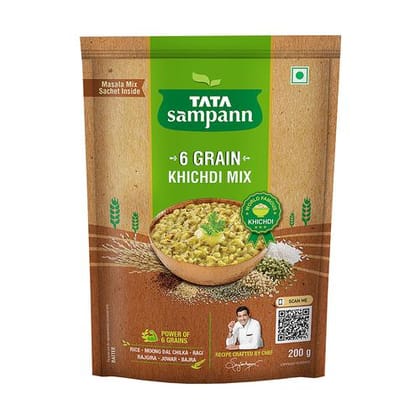 Tata Sampann 6 Grain Khichdi Mix, Ready To Cook Mix, Power Of 6 Grains, 200 G