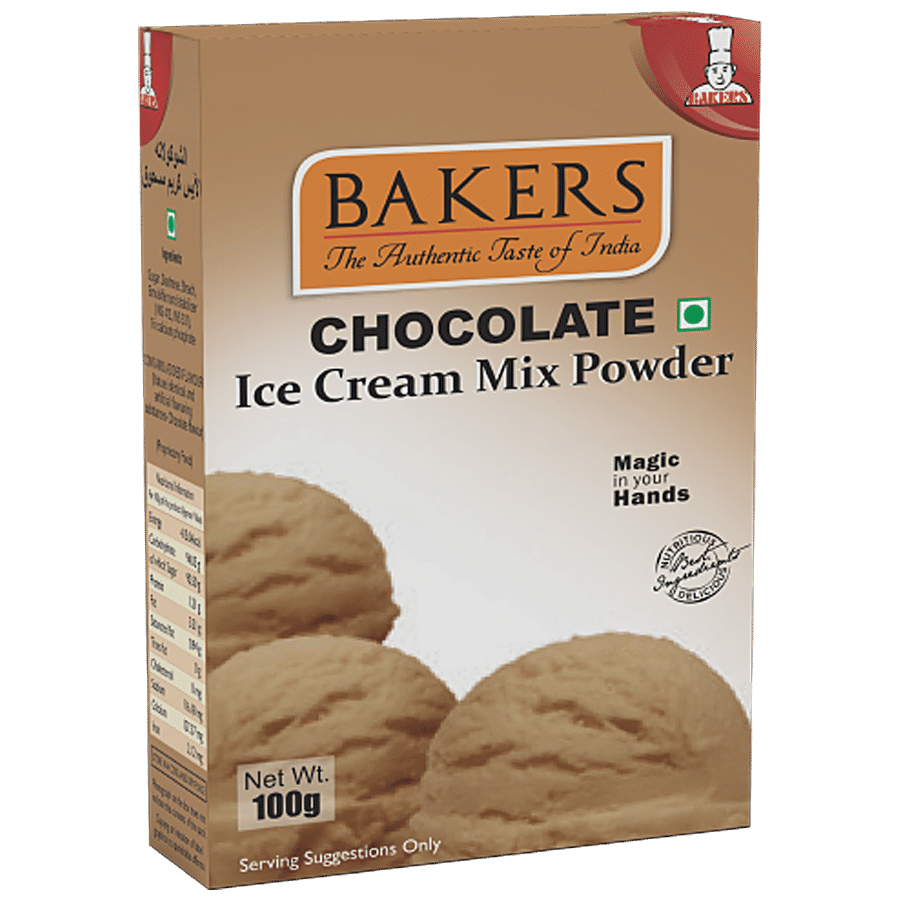Bakers Ice Cream Mix Powder, Chocolate Flavour, 100 G Box