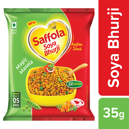 Saffola Soya Bhurji, Magic Masala, Anytime Snack, Instant Ready In 5 Minutes, 35 G
