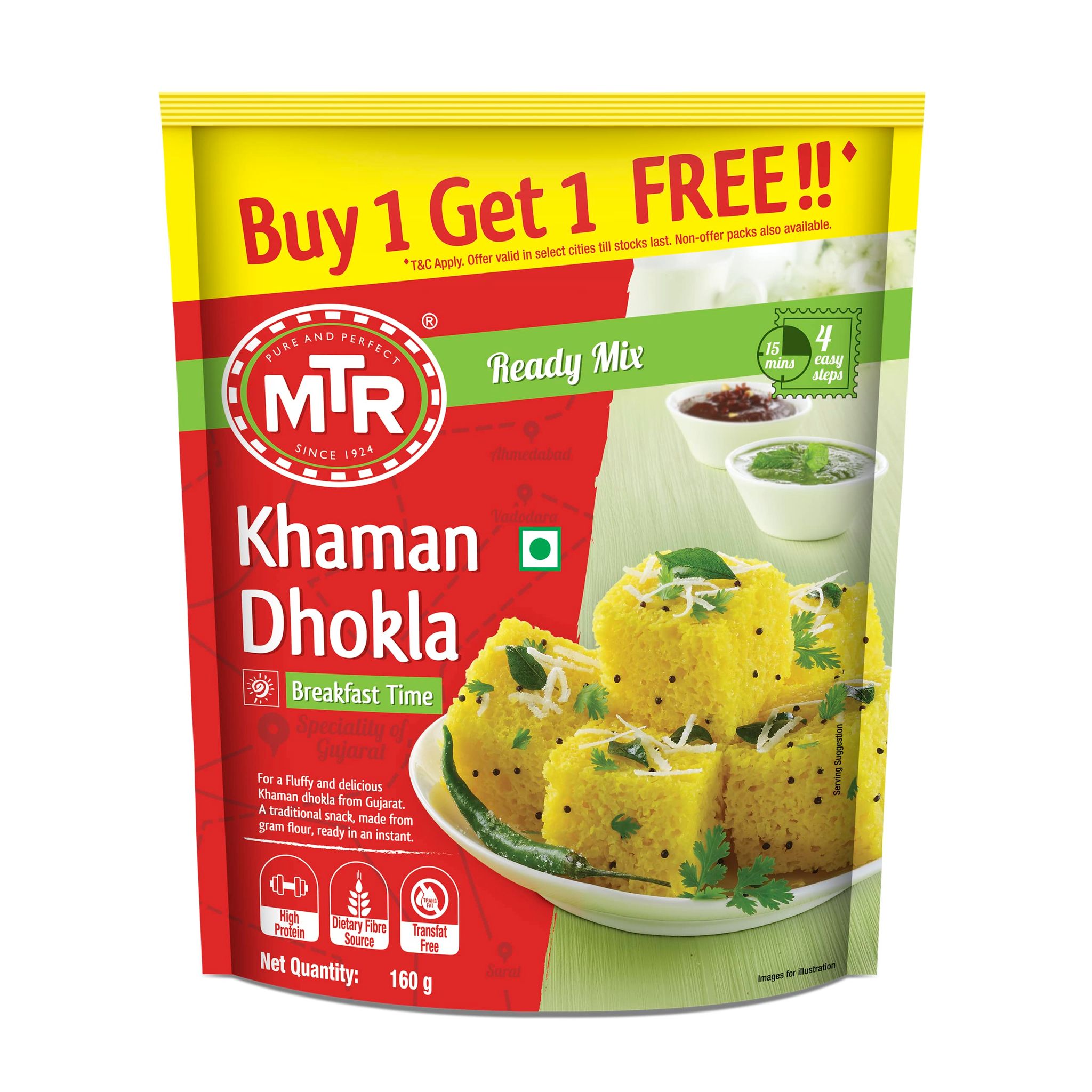 Mtr Instant Khaman Dhokla Mix, 160G/180G (Weight May Vary) (Buy 1 Get 1 Free)