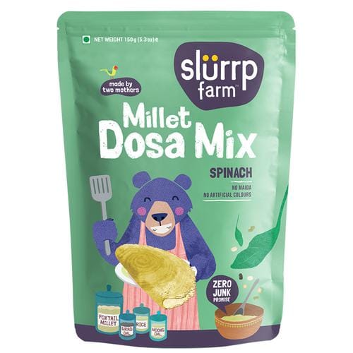 Slurrp Farm Spinach Dosa Mix, High Protein, No Preservatives, Instant Healthy Breakfast, 150 G