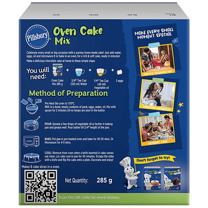 Pillsbury Rich Choco Oven Cake, Mix Moist, Supreme, 285 G Carton