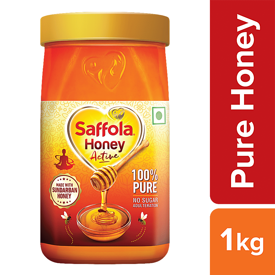 Saffola Honey Active, From Sundarban Forest, 100% Pure, No Sugar Adulteration, 1 Kg Jar