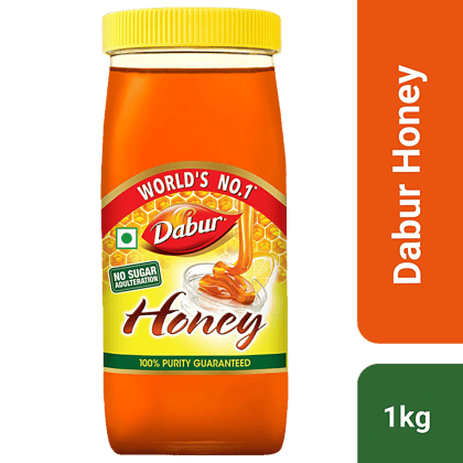 Dabur 100% Pure Honey, Worlds No. 1 Honey Brand With No Sugar Adulteration, 1 Kg