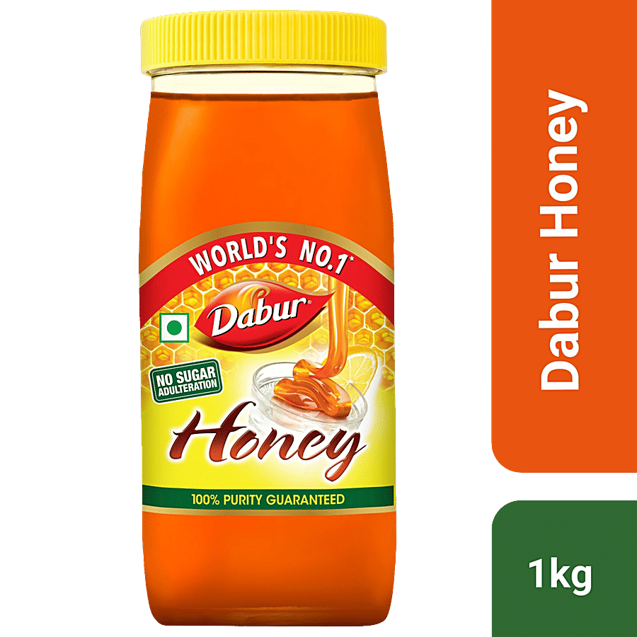Dabur 100% Pure Honey, Worlds No. 1 Honey Brand With No Sugar Adulteration, 1 Kg