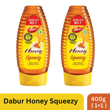 Dabur 100% Pure Honey - Sourced From Pristine Sources Like Himalayas & Sunderbans, 400 G (Buy 1 Get 1 Free)