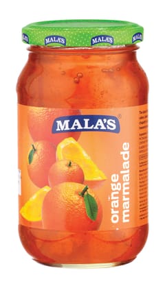 Mala's Marmalade Jam Glass Jar Natural And Real Fruit Extracts Bottle, Orange, 500 Gram