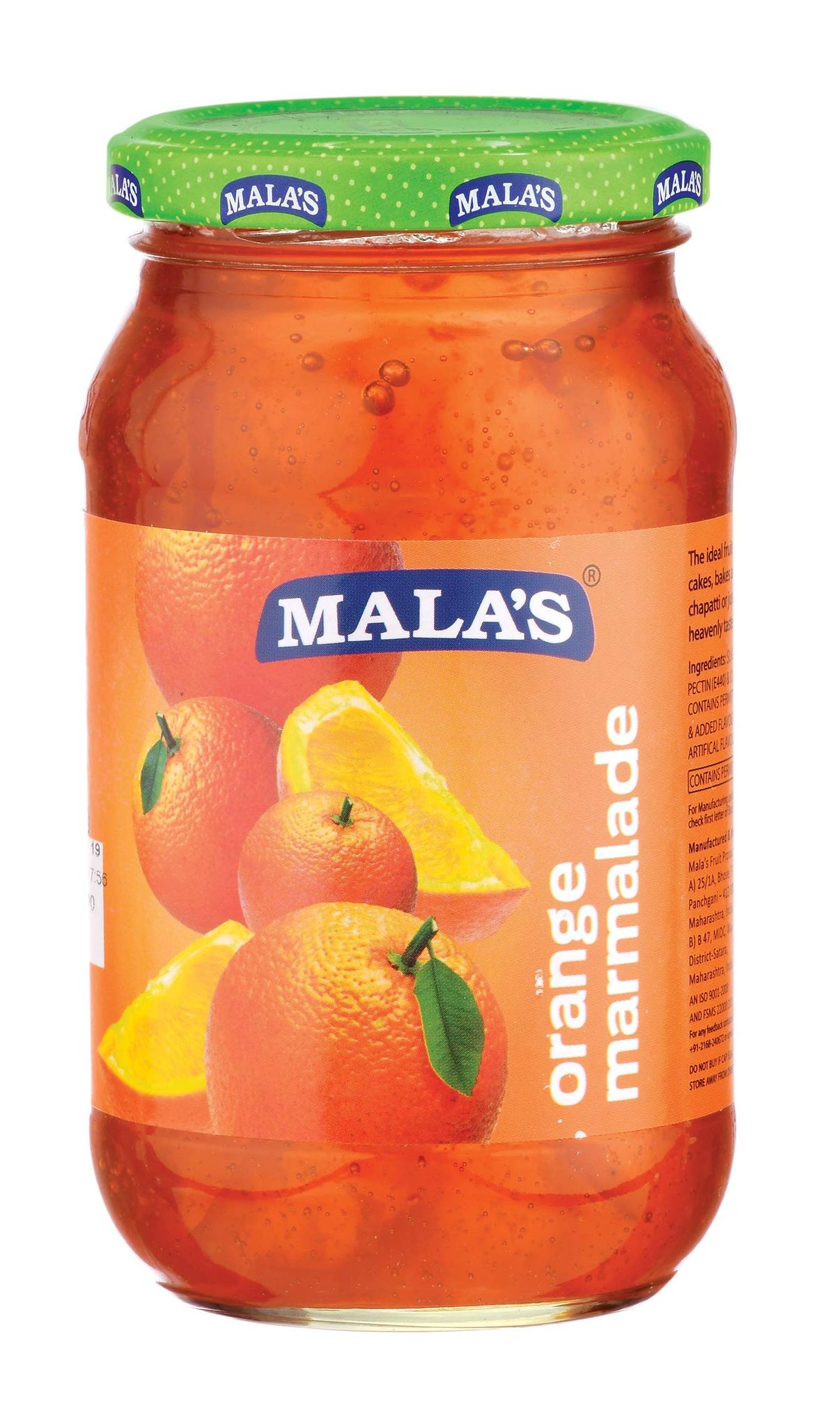 Mala's Marmalade Jam Glass Jar Natural And Real Fruit Extracts Bottle, Orange, 500 Gram