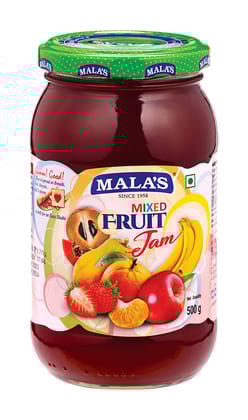 Mala's Mixed Fruit Jam, 500Gm Glass Jar