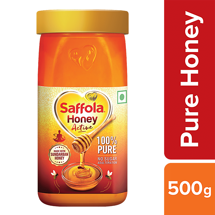 Saffola Honey Active, From Sundarban Forest, 100% Pure, No Sugar Adulteration, 500 G Jar