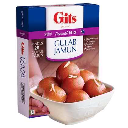 Gits Instant Gulab Jamun Dessert Mix, Makes 20 Per Pack, Pure Veg, Delicious Indian Dessert And Mithai, 100G