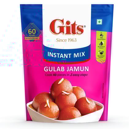 Gits Instant Gulab Jamun Dessert Mix, Makes 40 Per Pack, Pure Veg, Delicious Indian Dessert And Mithai, 200G