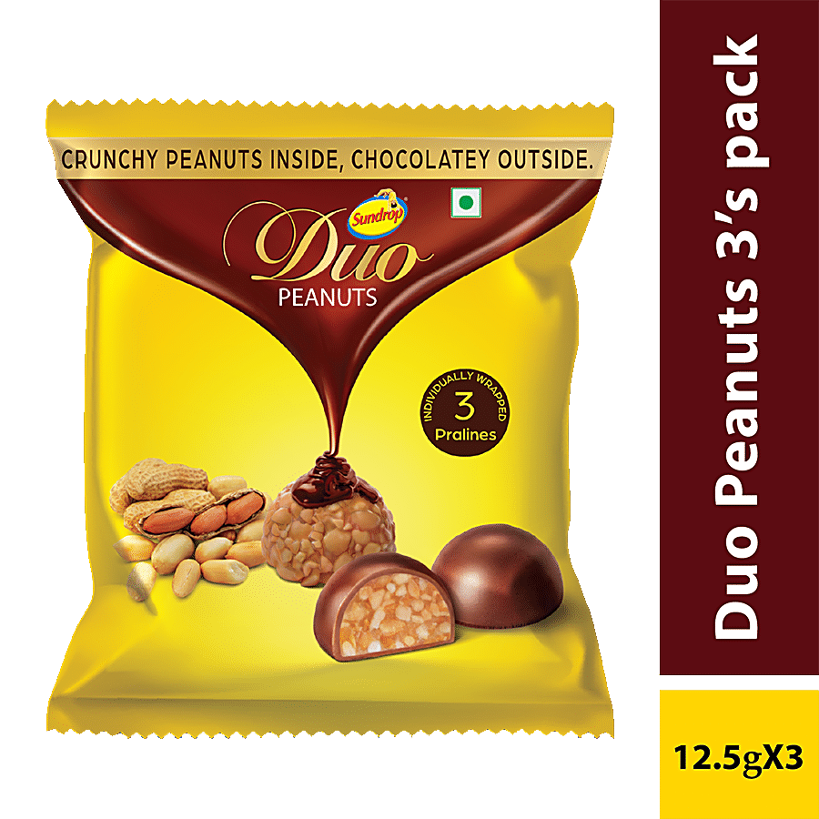 Sundrop Duo Peanuts, Crunchy & Chocolatey, 3 Pralines, 37.5 G