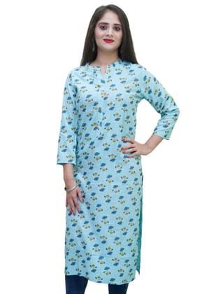 Womens cotton block printed straight embellished kurta Womens cotton block printed straight embellished kurta