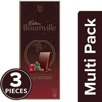 Cadbury Bournville Cranberry Dark Chocolate Bar, 3X80 G Multipack