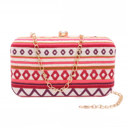 MULTI COLOR WOMEN HANDLOOM FABRIC HAND CLUTCH CUM SLING BAG (9 INCH L X 6 INCH W) MULTI COLOR WOMEN HANDLOOM FABRIC HAND CLUTCH CUM SLING BAG (9 INCH L X 6 INCH W)