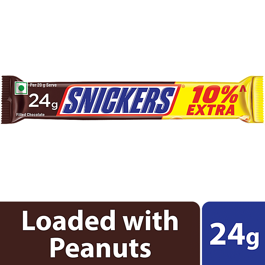 Snickers Peanut Filled Chocolate Bar, 24 G Pouch