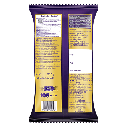 Cadbury Choclairs Gold Candy, 577.5 G (105 Candies)