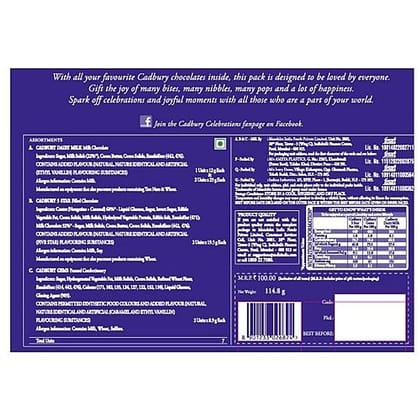 Cadbury Celebrations Assorted Chocolate, Gift Pack, 114.8 G